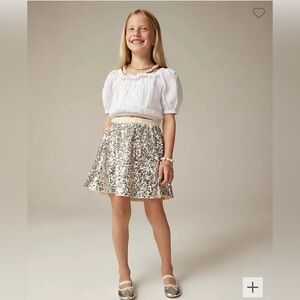 NWT J.Crew Crewcuts Girls Sparkly Silver Sequin Christmas Party Skirt L 10